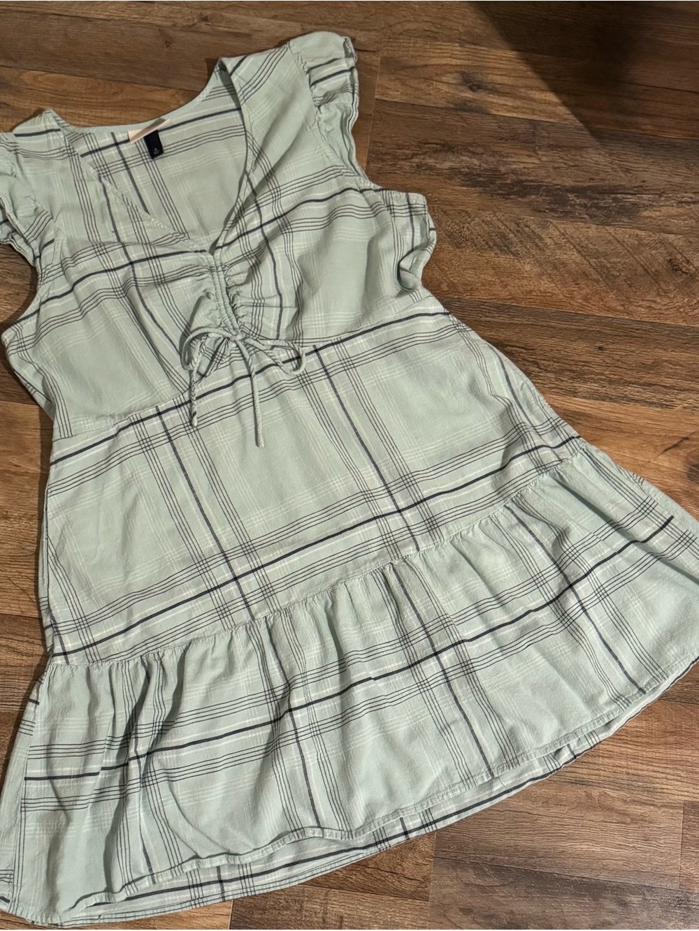 Universal Thread Mint Plaid Tiered Mini Dress